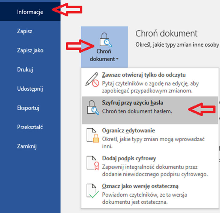 szyfrowanie wiadomości mailowych w WORD / EXCEL szyfrowanie wiadomości mailowych w WORD / EXCEL
